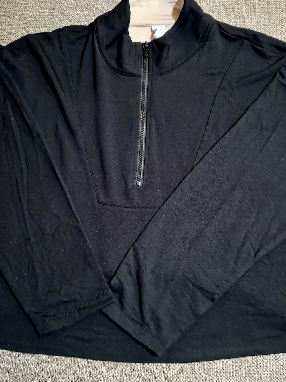 LIVI by Lane Bryant Black Half-Zip Pullover Crop Sweatshirt